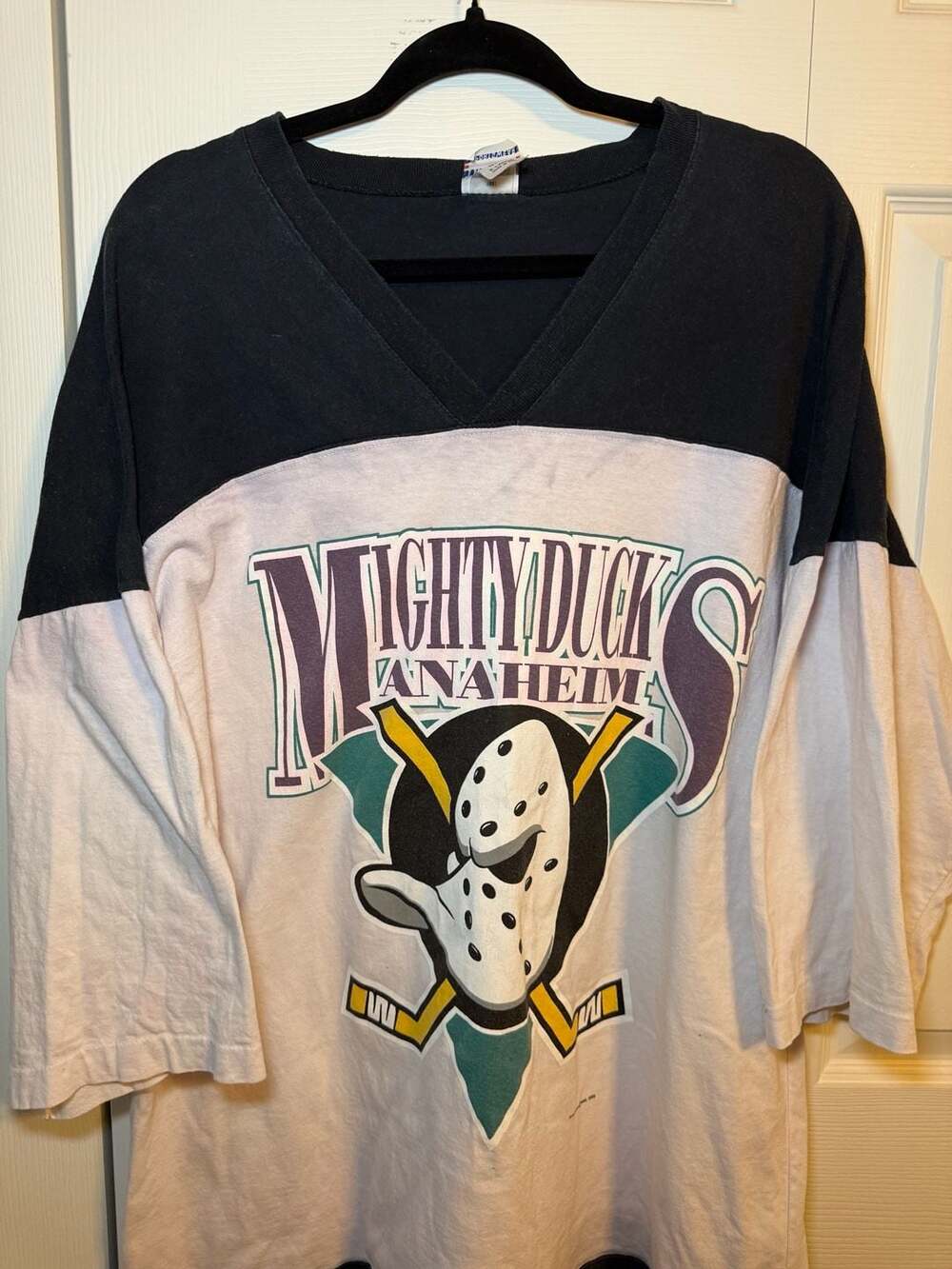 Vintage 90s Mighty Ducks of Anaheim NHL Hockey Jersey T-Shirt XL